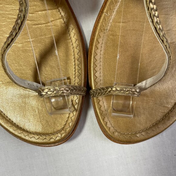 Banana Republic Western Flats Size 10 Bronze Thong Toe Ring Sandals Vintage 90s - Picture 6 of 12